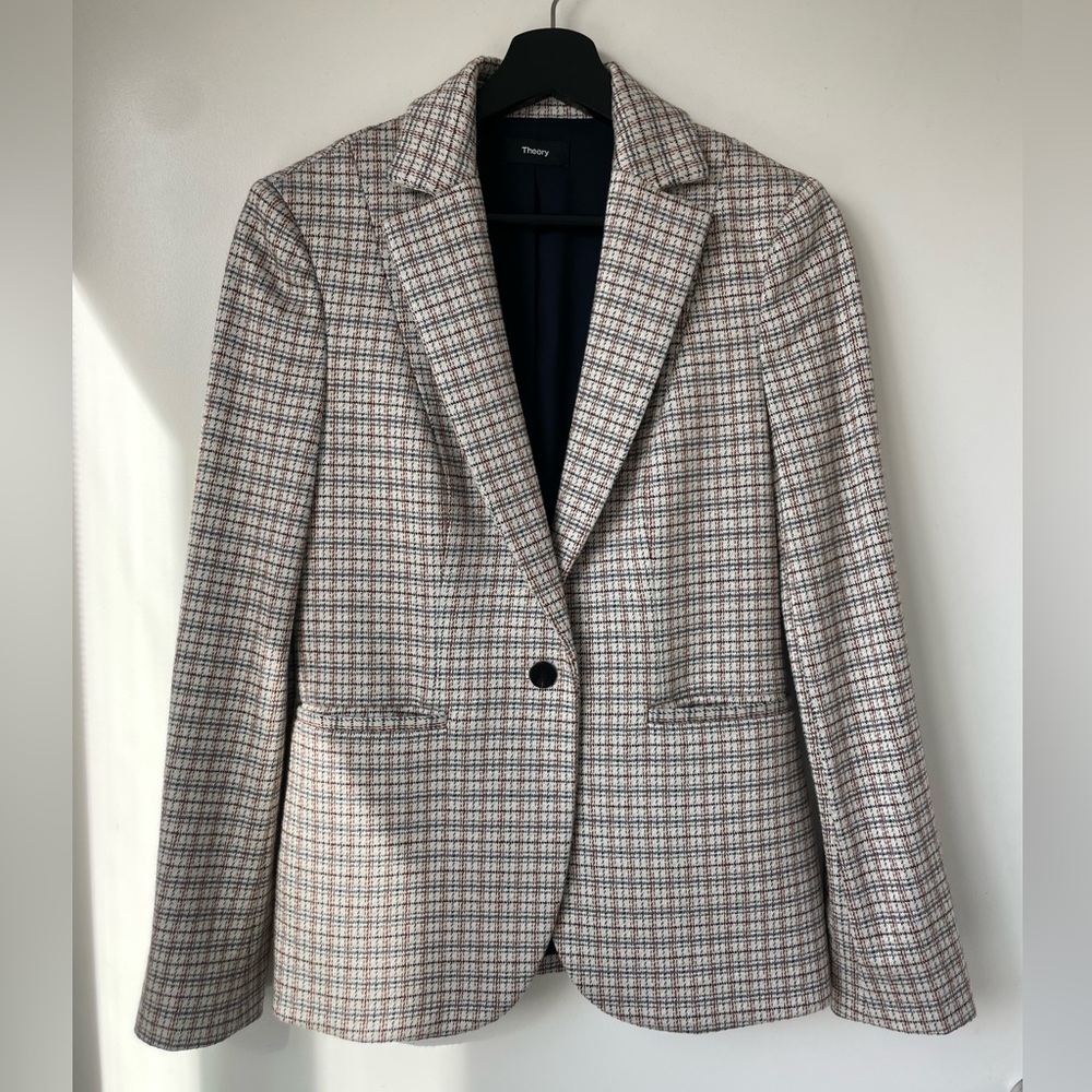 Theory Riding Blazor Multi Grid Knit Size 0 - image 7